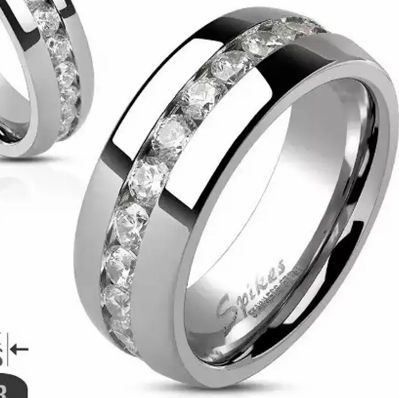 Mens Sterling Silver CZ Ring Size 10 - Picture 3 of 6